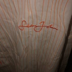 Sean John orange striped long sleeve dress shirt